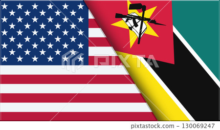 Flags of USA and Mozambique. United States and Mozambican National flags Flags of USA and Mozambique. United States and Mozambican National flags 130069247