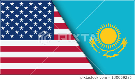 Flags of USA and Kazakhstan. United States and Kazakh National flags Flags of USA and Kazakhstan. United States and Kazakh National flags 130069285
