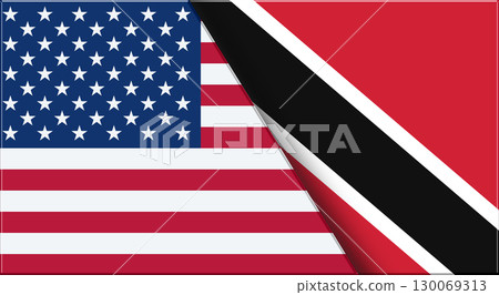 Flags of USA and Trinidad and Tobago. United States and Trinidadian flags 130069313