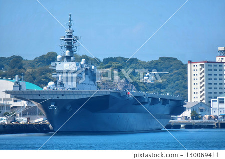 Minesweeping and transport aircraft MCH-101 takes off from the destroyer Kaga Minesweeping and transport aircraft MCH-101 takes off from the destroyer Kaga 130069411