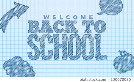 Welcome Back to School Design with Hand Drawn Doodle Sketch Typography Lettering and Symbols on Checkered Background. Vector Education, Learning and Knowledge Illustration with Hand Drawn Doodles for Welcome Back to School Design with Hand Drawn Doodle Sketch Typography Lettering and Symbols on Checkered Background. Vector Education, Learning and Knowledge Illustration with Hand Drawn Doodles for 130070080