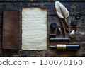 writing feather on paper 130070160