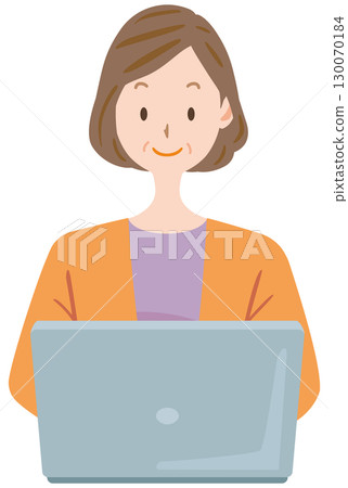 Middle-aged woman using a computer 130070184