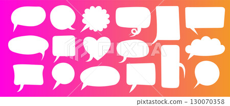 Cute speech bubble set of empty white in cartoon Cute speech bubble set of empty white in cartoon 130070358
