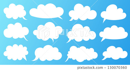 Cute set of empty speech bubbles in cloud shapes 130070360