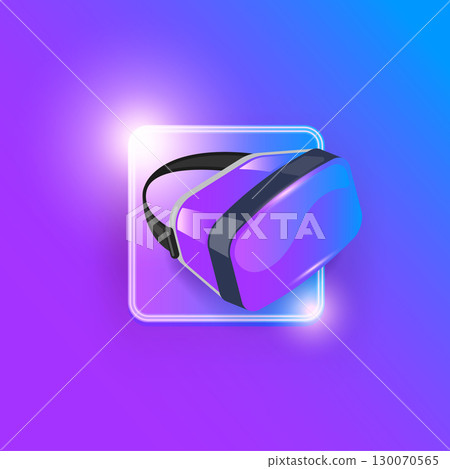 VR glasses virtual reality headset icon and sign isolated. Flat illustration of vr glasses and vr goggles isolated on violet modern background. Vr gaming logo design template. Gamer icon VR glasses virtual reality headset icon and sign isolated. Flat illustration of vr glasses and vr goggles isolated on violet modern background. Vr gaming logo design template. Gamer icon 130070565