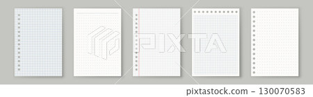 Copybook Notebook Notepad Paper Grid Lined Squared Plan Page Paper Vector Note Set 130070583