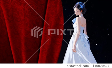 Stage with retro red curtains - AI-generated material 130070827