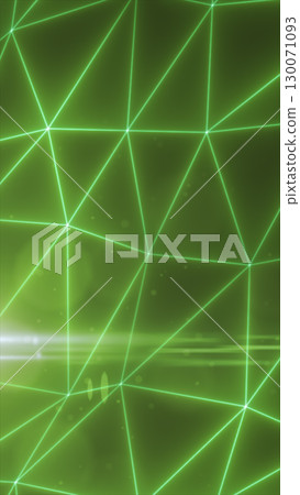 Abstract green glowing network of triangular lines with a soft light flare effect 130071093
