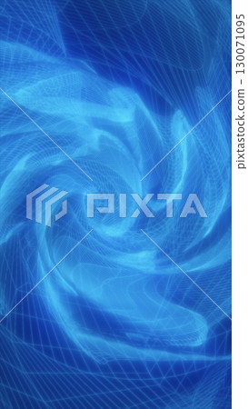 Abstract blue swirling mesh grid forming a vortex of digital energy and depth 130071095