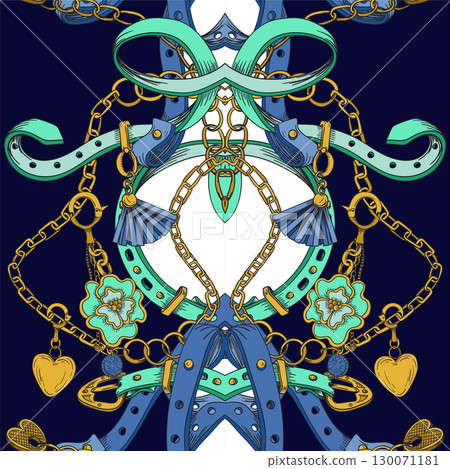 Seamless pattern with belt and chain. Vector. Seamless pattern with belt and chain. Vector. 130071181