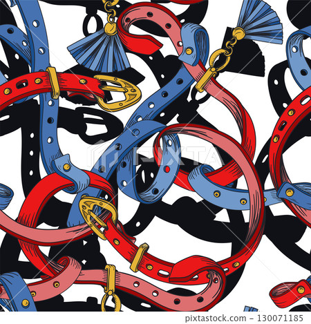 Seamless pattern with belt and chain. Vector. Seamless pattern with belt and chain. Vector. 130071185