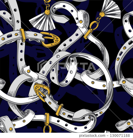 Seamless pattern with belt and chain. Vector. Seamless pattern with belt and chain. Vector. 130071188
