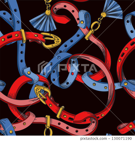 Seamless pattern with belt and chain. Vector. Seamless pattern with belt and chain. Vector. 130071190