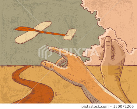 Throwing a toy plane 130071206