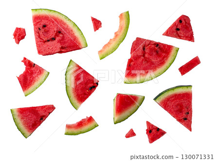 Fresh juicy sliced watermelon isolated pattern Fresh juicy sliced watermelon isolated pattern 130071331