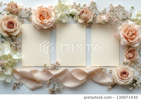 Elegant Beige Cards With Peach Roses 130071430