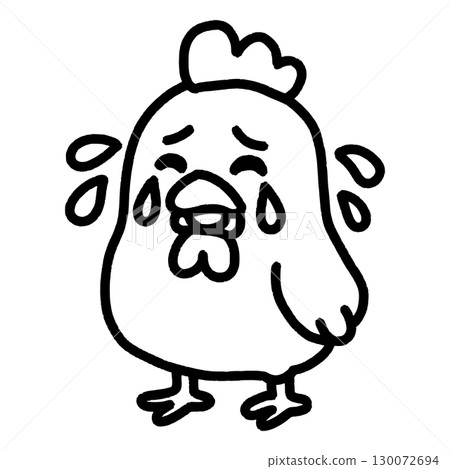一隻因震驚而哭泣的雞 - 線條畫 130072694