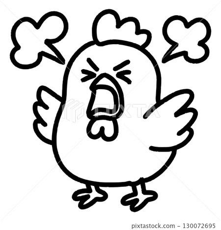 興奮的雞尖叫和氣喘吁籲的線條畫 興奮的雞尖叫和氣喘吁籲的線條畫 130072695