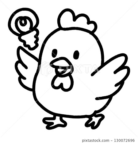 想出好點子的雞 - 線條畫 想出好點子的雞 - 線條畫 130072696