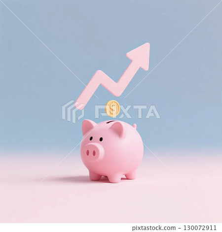 Upward arrow and piggy bank Upward arrow and piggy bank 130072911