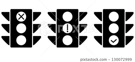Traffic light icon set, pictograms indicating caution, prohibition and permission Traffic light icon set, pictograms indicating caution, prohibition and permission 130072999