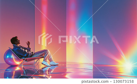 A man with a futuristic image from the 1980s 130073158