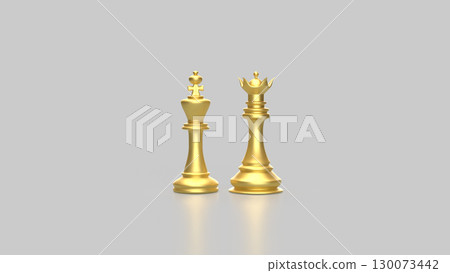 The Gold King and Queen on white Background 3d Rendering. The Gold King and Queen on white Background 3d Rendering. 130073442