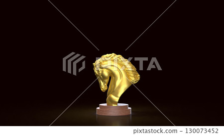 The Gold Horse  chess for Business concept 3d Rendering. 130073452