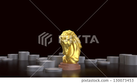 The Gold Horse  chess for Business concept 3d Rendering. 130073453
