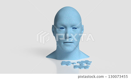 The Human Bust and Jigsaw for Abstract concept 3d Rendering. 130073455