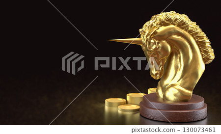 The Gold Unicorn and Start up for Business concept 3d Rendering. 130073461