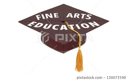 Fine Arts Education, concept with graduation cap. 3D rendering 130073590