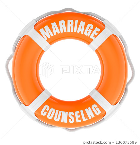 Marriage Counseling concept with lifebuoy. 3D rendering Marriage Counseling concept with lifebuoy. 3D rendering 130073599