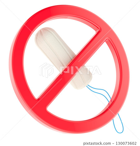 No tampon, prohibition sign. 3D rendering No tampon, prohibition sign. 3D rendering 130073602