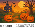 Pop-style Halloween illustrations 130073785