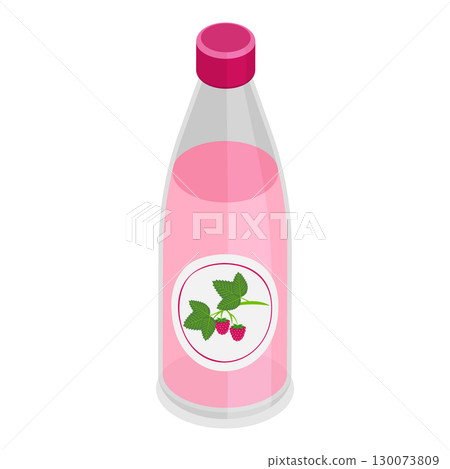 3D Isometric Flat Vector Set of Refreshing Drinks, Strawberry Drinks In An Elegant Arrangement For Enjoying Alone Or With Friends. Item 2 130073809
