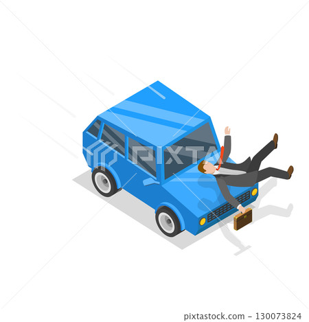 3D Isometric Flat Vector Illustration of Accidents On Road, Transport Vehicles Emergency. Item 2 130073824