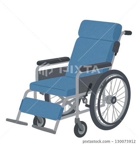 Illustration of a reclining wheelchair seen from the front Illustration of a reclining wheelchair seen from the front 130073912