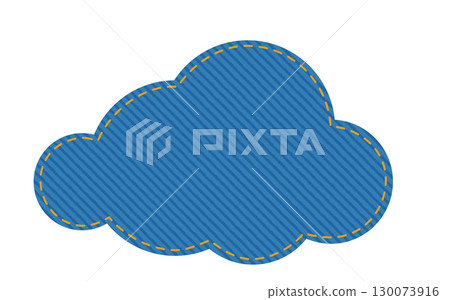 Patch denim cloud shape with stitches seam jeans fashion illustration. Flat apparel blue color template isolated Patch denim cloud shape with stitches seam jeans fashion illustration. Flat apparel blue color template isolated 130073916
