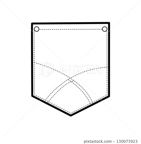 Jeans Pocket Angled Top-stitched Patch technical fashion illustration. Flat apparel template front view. Women, unisex 130073923