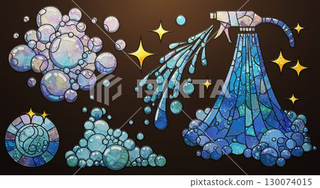 The ultimate shine! Stained-glass style car wash illustration 130074015