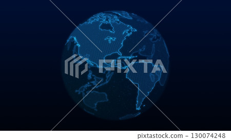 Blue line 3D globe with North and South America facing forward Blue line 3D globe with North and South America facing forward 130074248