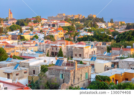 Grand Master Fortress in Rhodes, Greece at sunrise 130074408