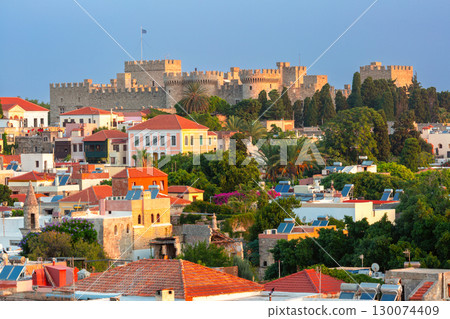 Grand Master Fortress in Rhodes, Greece at sunrise 130074409