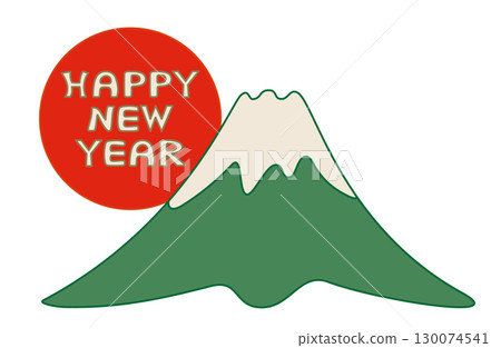 New Year's materials: Mt. Fuji and rising sun illustrations and HAPPY NEW YEAR 130074541