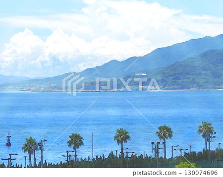 Awaji Island viewed from the observation park [horizontal composition] 130074696