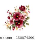 Watercolor illustration of a bouquet with burgundy flowers. Perfect for invitations and cards. 130074800
