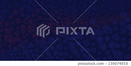 Dark blue background filled with purple and red spiral floral patterns and subtle noise texture creates rich abstract design 130074858