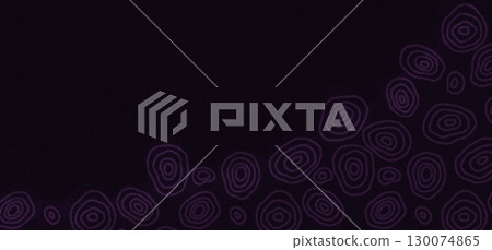 Dark purple abstract background with glowing concentric ring patterns in the bottom right creates mysterious futuristic texture with copy space. 130074865